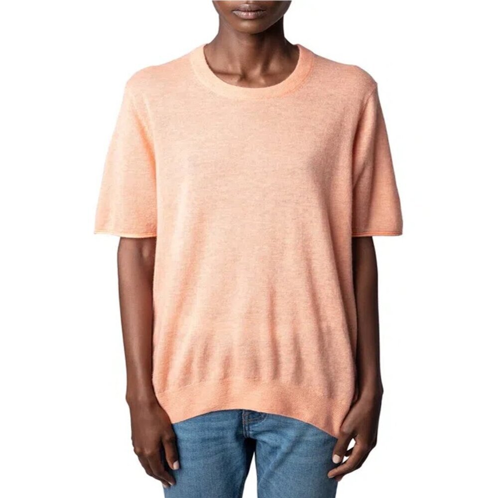 NWT New $348 Zadig & Voltaire Ida Cashmere Coral Sweater Size L